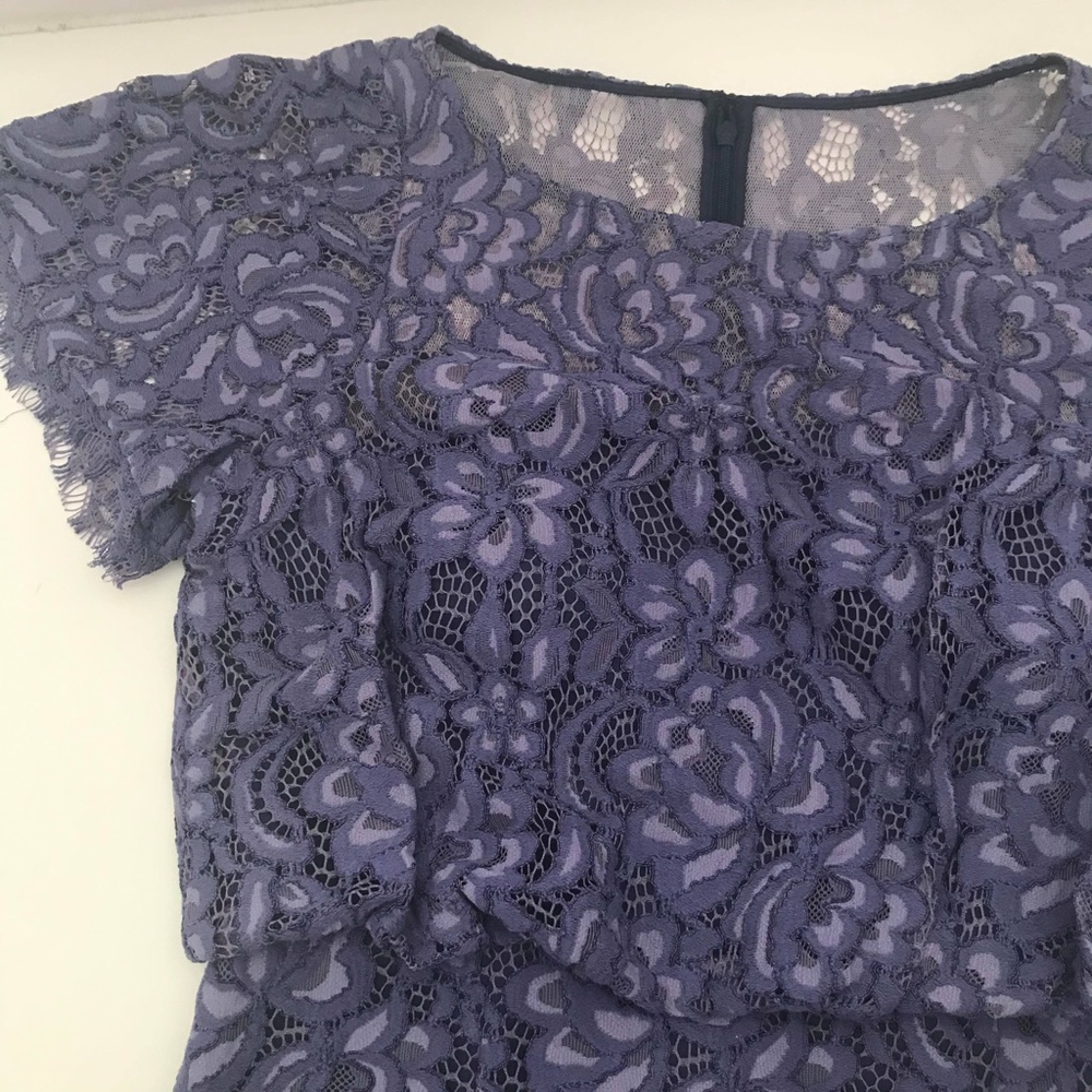 JS COLLECTIONS Short Sleeve Illusion Lace Gown - Picture 9 of 10